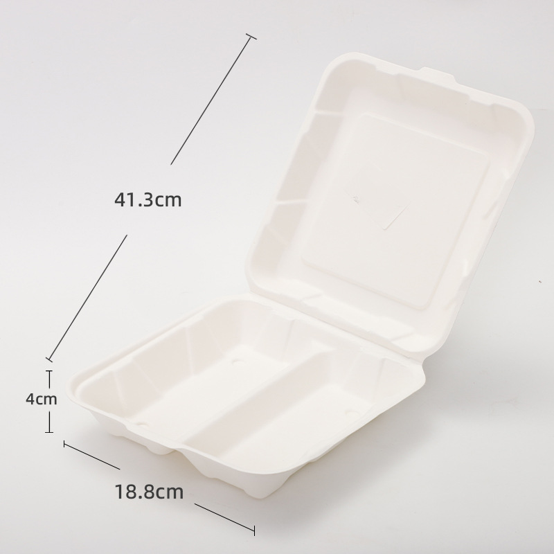 Caja de hamburguesas desechable personalizada Degradable Food Grade Commercial Cupertino caja de frita caja de bloqueo caja de pulpa doméstica