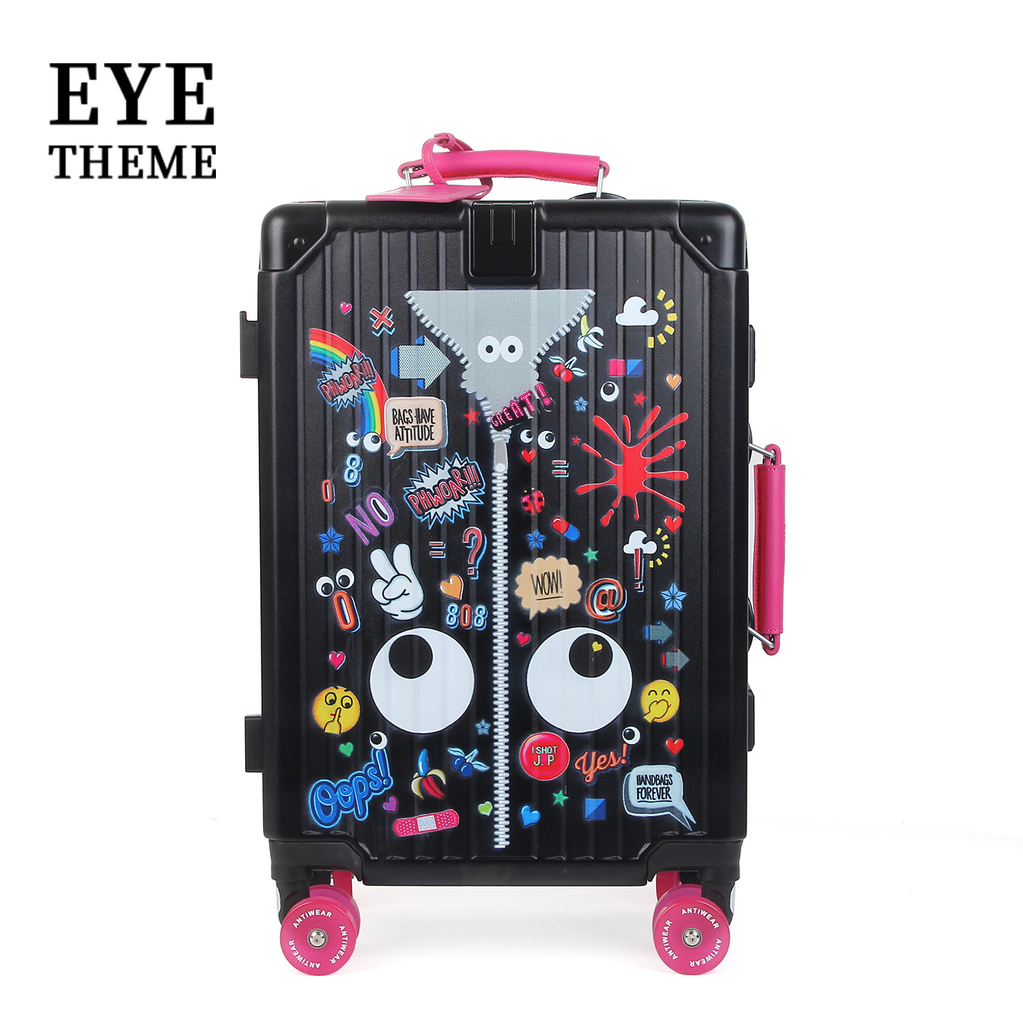 EYE THEME Nuevo anti-compresión de la cerradura de graffiti caja de tirón de puerta abierta con cremallera maleta de viaje A165 #