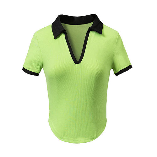 Temperament Lapel Short Sleeve Yoga Top Women's Summer Tight Stretch Sports T-Shirt Short Yoga Top