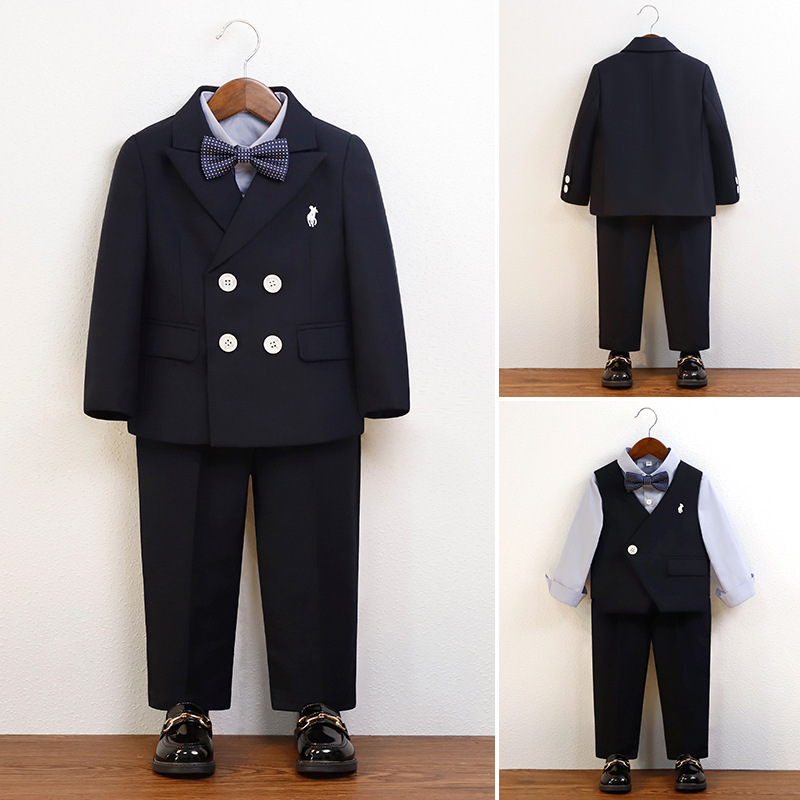 Children's suit boys' embroidered small suit vest suit flower children's one-year-old dress baby host piano costume Children's suit boys' embroidered small suit vest suit flower children's one-year-old dress baby host piano costume