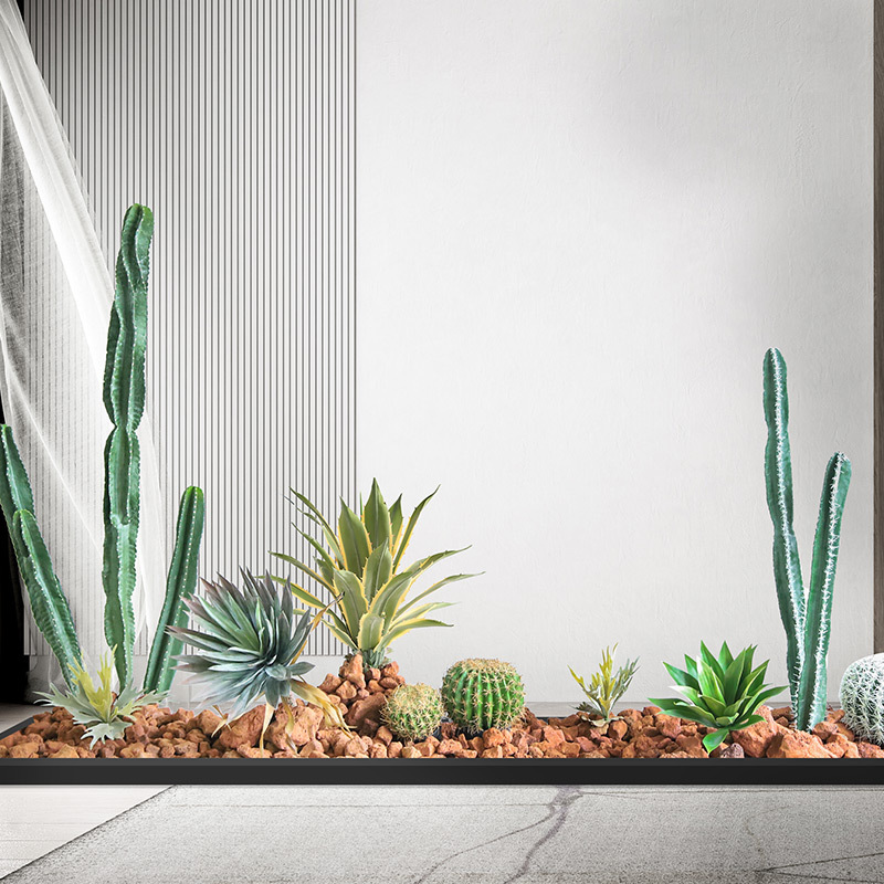 火山石堆景仿真沙生植物橱窗景观装饰搭配龙舌兰仙人掌造景摆设|ru