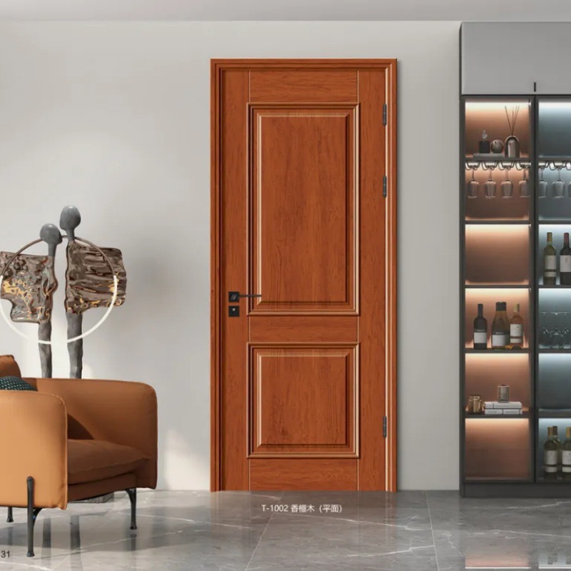 Puerta de madera dormitorio sala de fábrica puerta al por mayor moderna simple ligera de lujo doméstica sin pintura multicolor puerta de madera sólida image 5