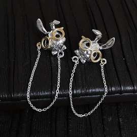 素馨 wish跨境欧美热销眼镜兔造型链条耳钉精美饰品批发
