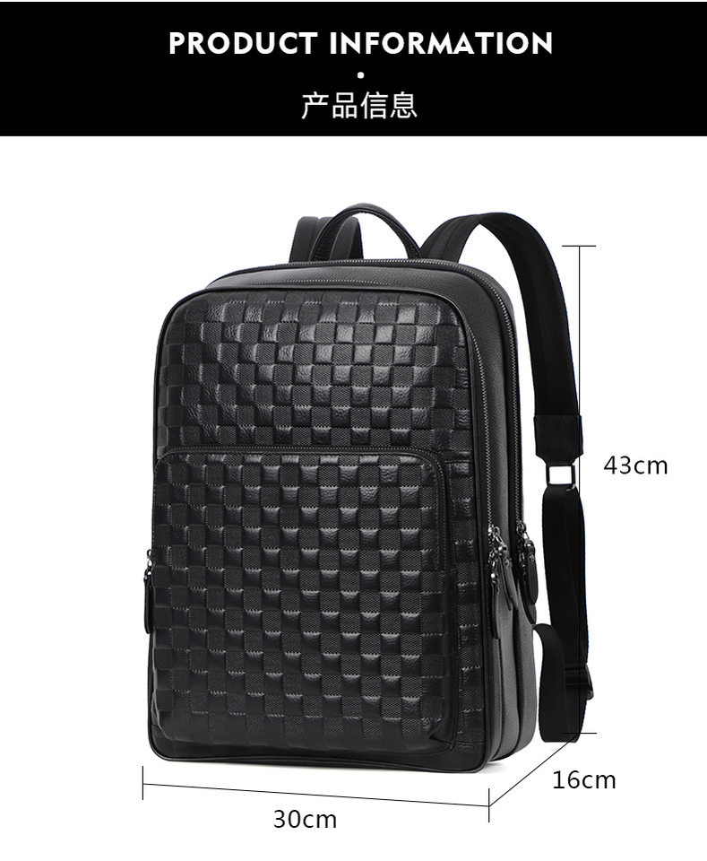 Ba lô nam da bò thật dung tích lớn 15.6 inch đựng laptop, túi du lịch 30×17×41 cm — Màu đen 1, Màu đen 2 chi tiết 14