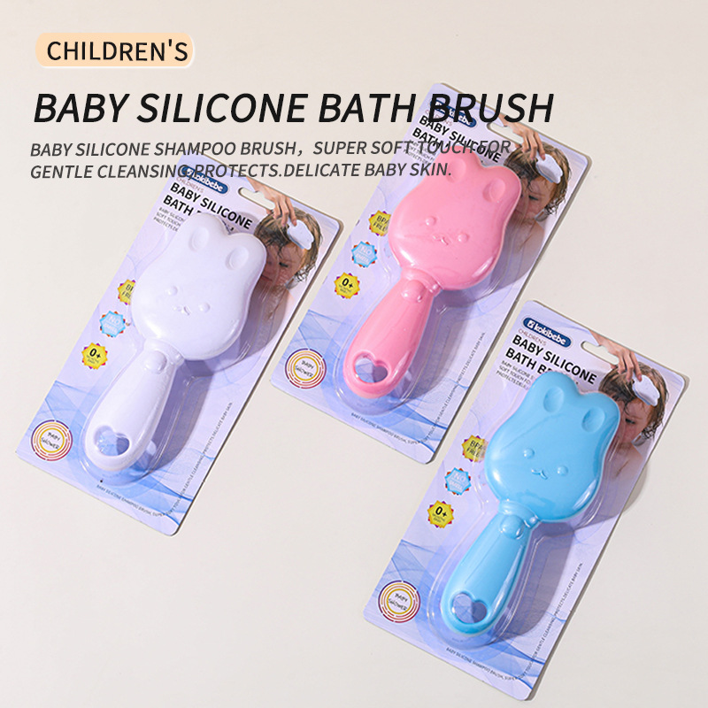 Nombre en inglés Tarjeta de succión Embalaje Cepillo de silicona Baño de bebé Baño Cepillo de silicona Dibujos animados Cepillo de limpieza de baño lindo