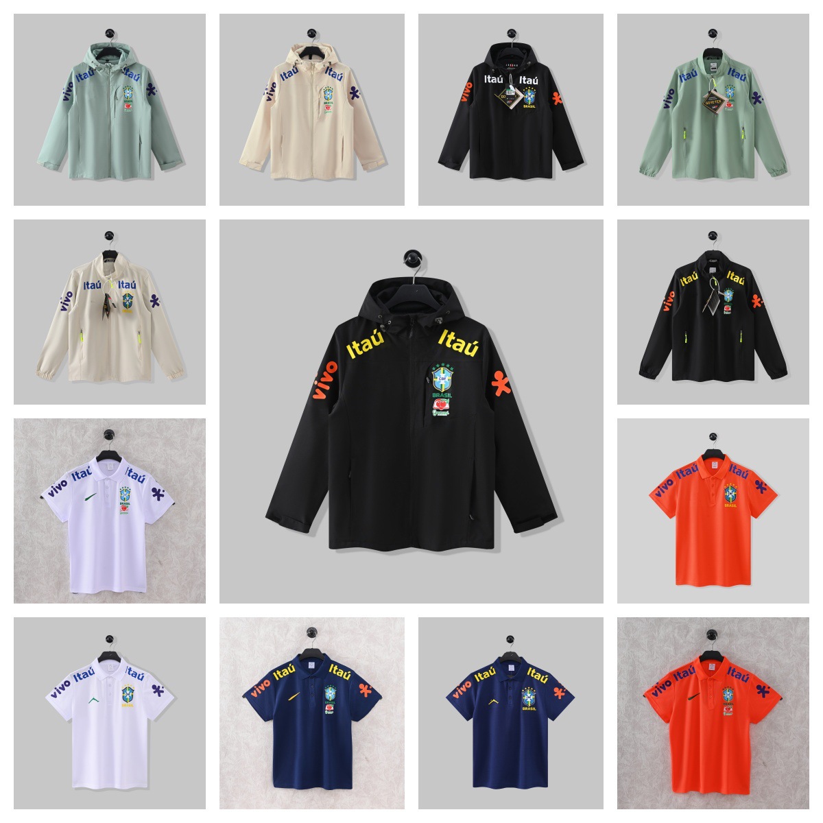 Brazilian National Team Windbreaker Polo Shirt Football Shirt Training Jacket Men's Quick-Dry Performance Wear Casual Sports Top