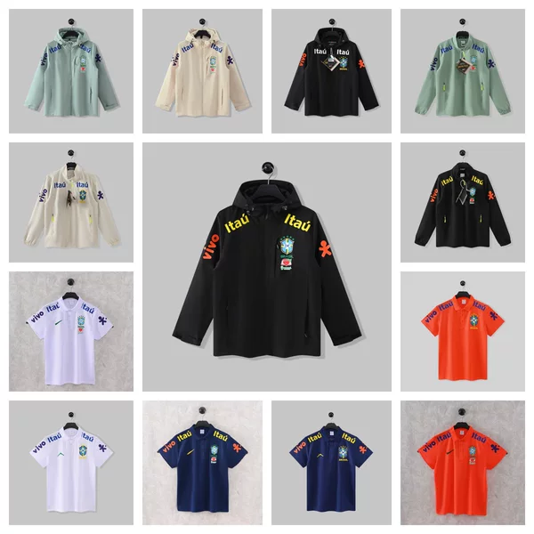 Brazilian National Team Windbreaker Polo Shirt Football Shirt Training Jacket Men's Quick-Dry Performance Wear Casual Sports Top
