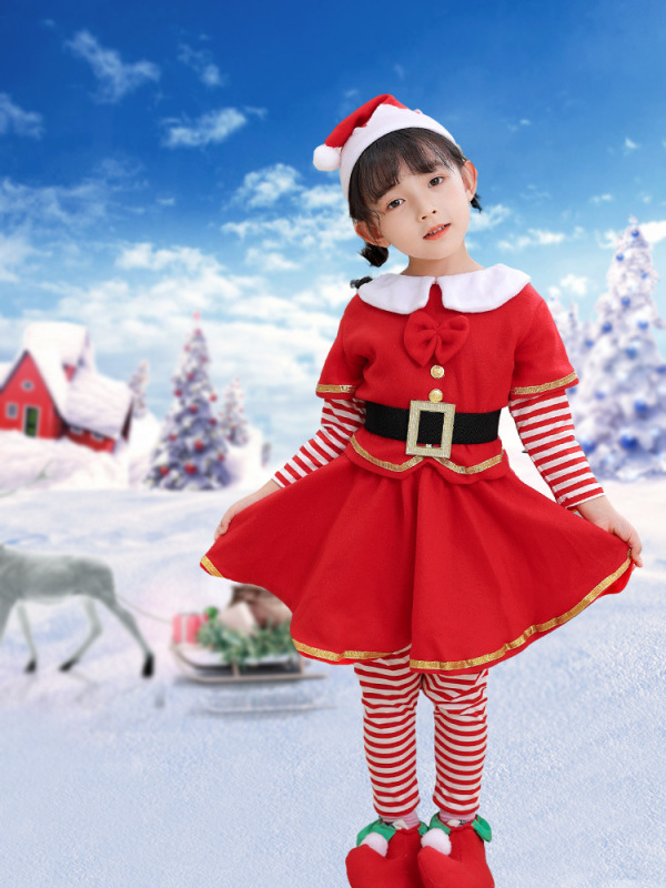 国境を越えた新しいクリスマス児童服装男女児童公演服幼稚園服装サンタクローススーツ|undefined