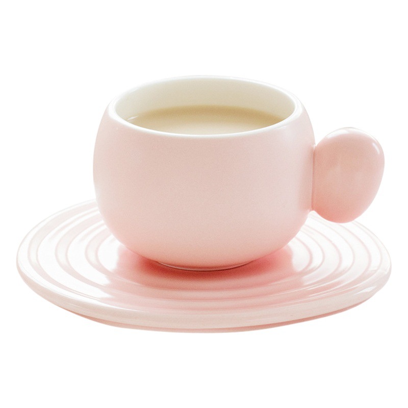 Taza de café de cerámica con alto poder estético, estilo moderno minimalista, taza de leche con platillo, estilo crema color Morandi, caja de regalo.
