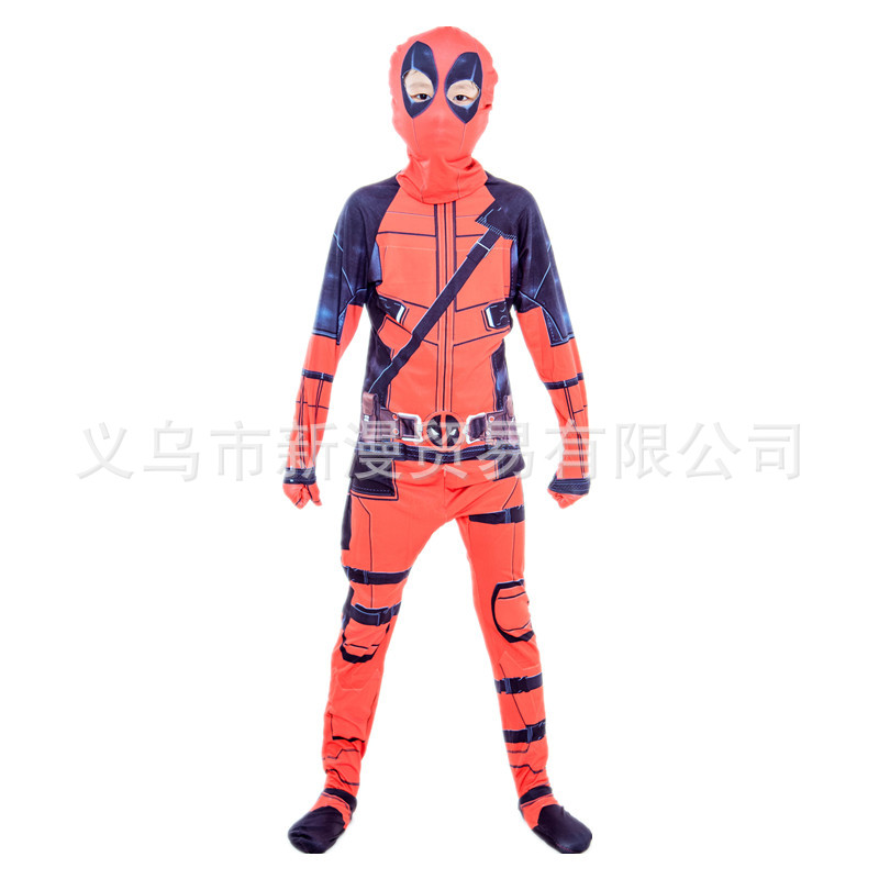 电影死侍角色扮演服装儿童死侍cosplay紧身衣万圣节超级英雄服装-阿里巴巴