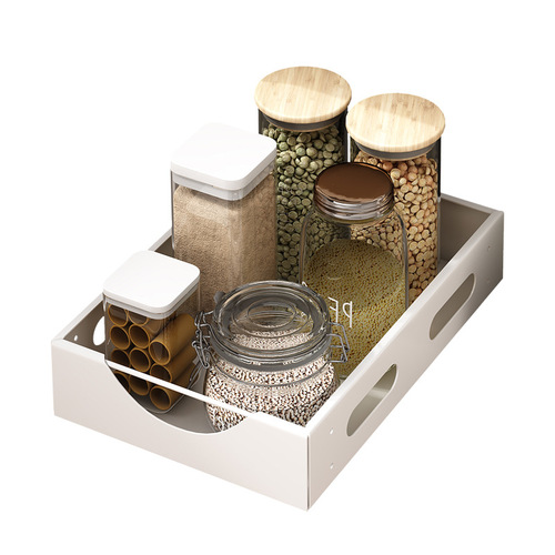 Multifunctional kitchen pull-out under sink storage rack carbon steel kitchen dish rack household spice bottle storage