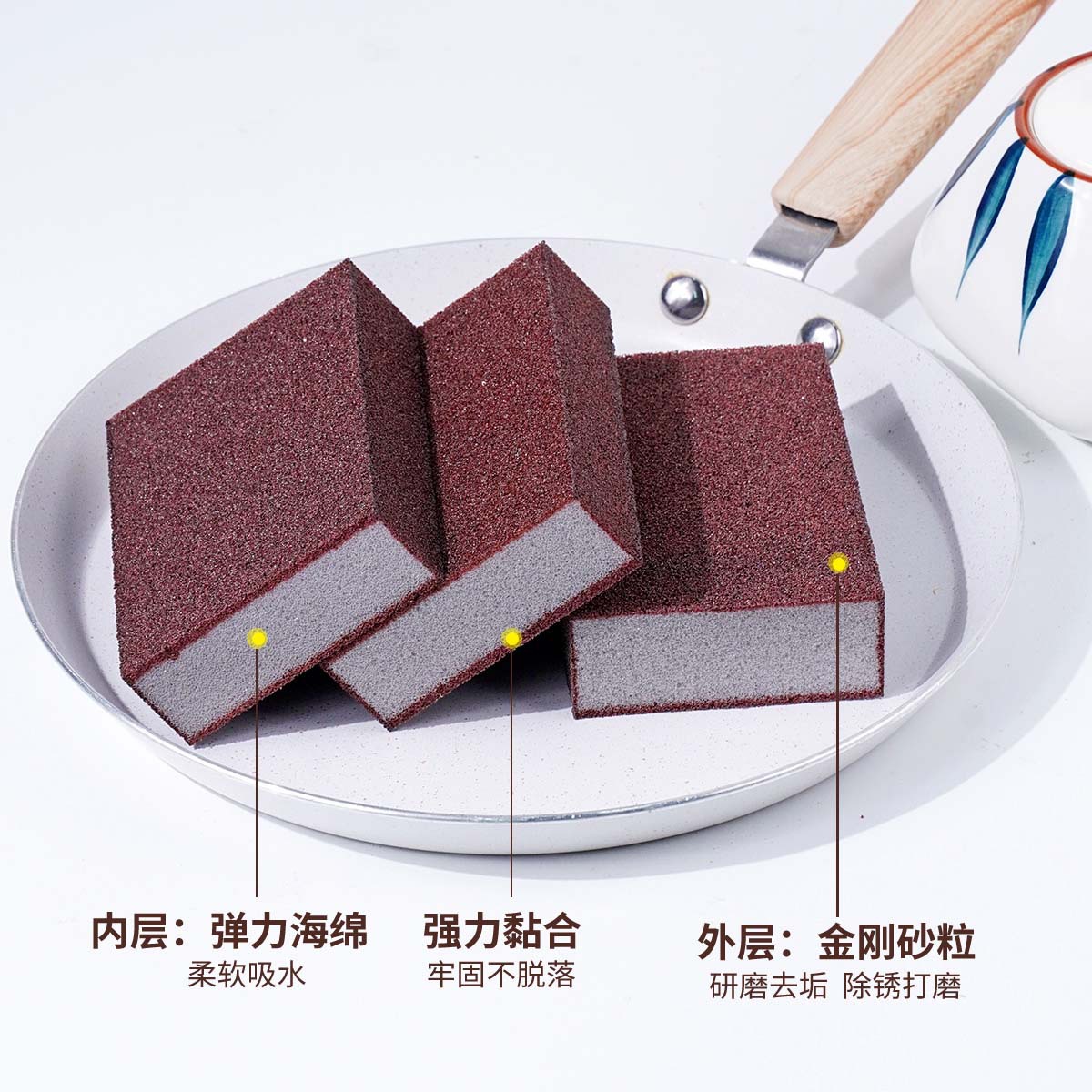 Esponja de esmeril, limpieza mágica, limpieza de la cocina, limpieza de las tareas del hogar, bloque de esponja de limpieza, bloque de molienda industrial, cepillo de óxido, artefacto