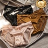 summer Thin section Europe and America Luxurious Satin Lace Middle-waisted Underwear sexy comfortable pure cotton Antibacterial lady Triangle pants