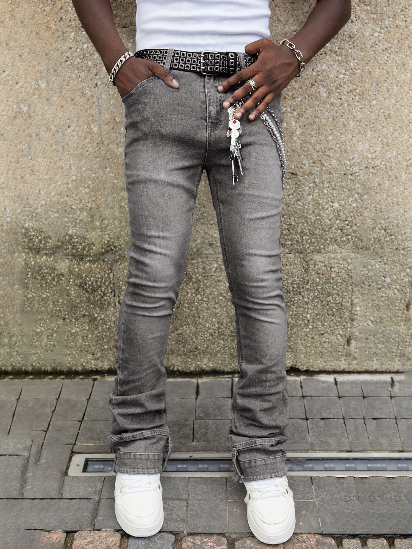 Jeans Rectos para Hombre de Mezclilla de Algodón, Elástico, para Deporte image 8