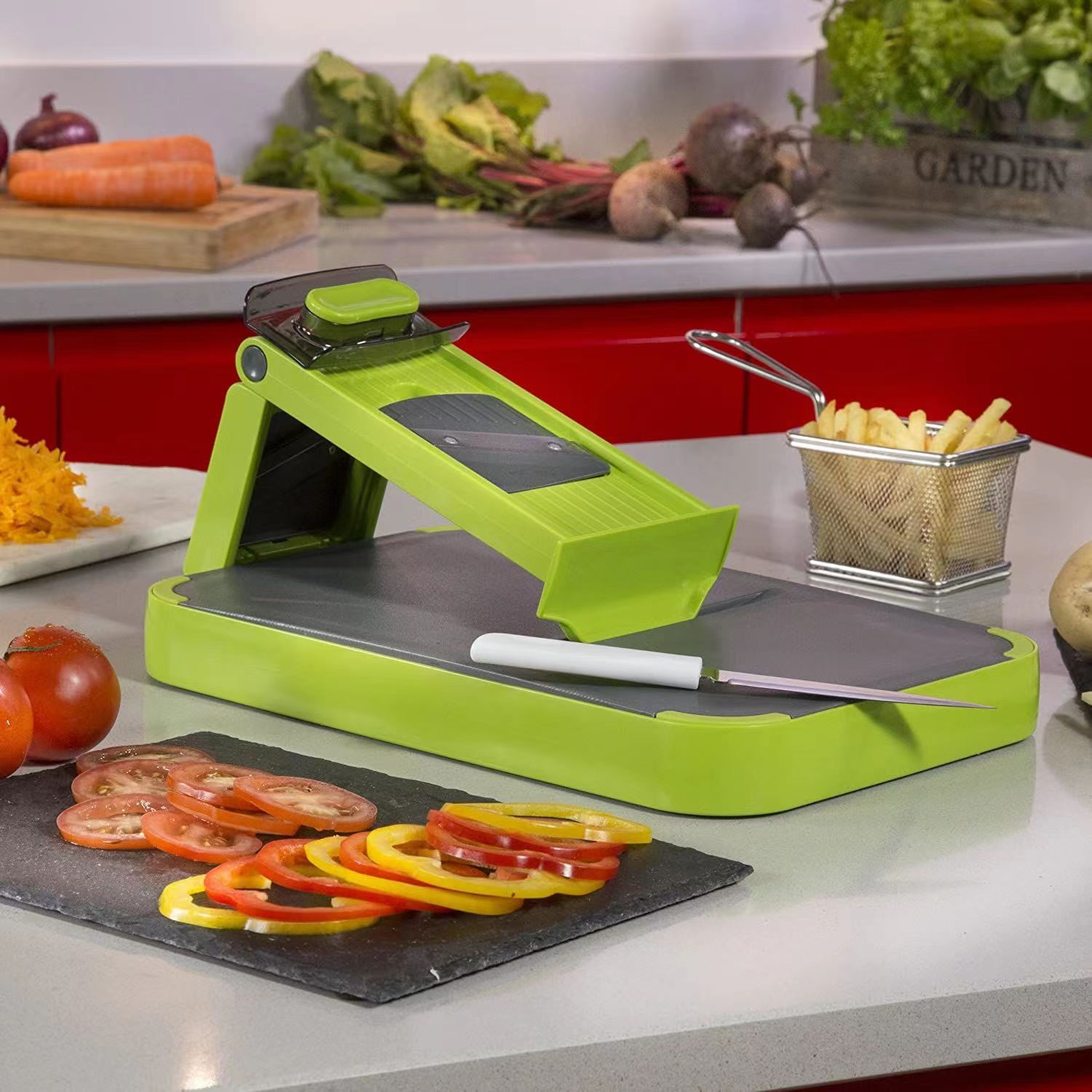 6-en-1 hogar necesidades diarias tabla de cortar trituradora traje hogar vegetal Dicer patata alambre rallador