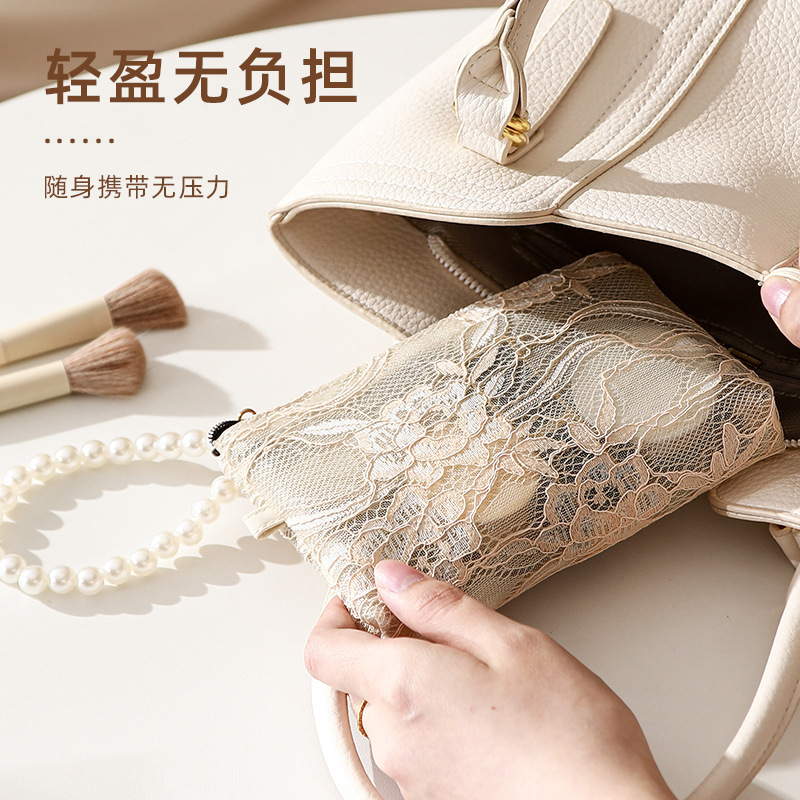 Bolsa de maquillaje de encaje de estilo nacional bolsa de lavado bolsa de viaje bolsa de almacenamiento bolsa de almacenamiento bolsa de cambio llave de teléfono móvil portátil bolsa