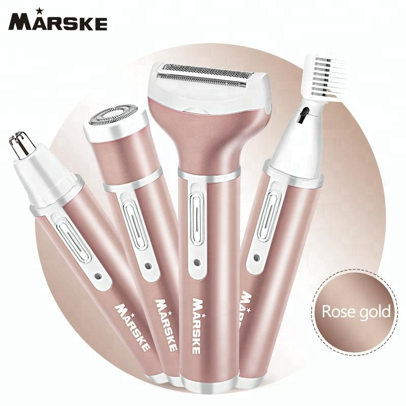 Transfronterizo de las mujeres eléctricas de la ceja y la nariz pelo cuatro en un instrumento de eliminación de pelo de la parte privada raspador de lavado multi-cabeza USB
