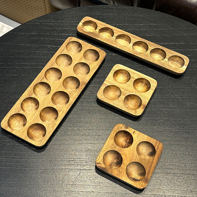 Caja de almacenamiento de huevos de madera maciza japonesa, bandeja de ranura para huevos de madera de acacia, estante para huevos, refrigerador, cocina, bandeja para huevos para el hogar