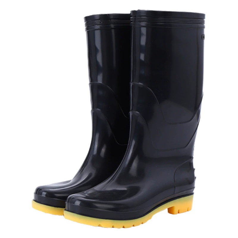 Бесплатная доставка с низким каблуком высокие мужские дождевые сапоги толстые подошвы толстые длинные трубочки дождевые сапоги мужские водонепроницаемые нескользящие сетчатые пряжи рабочие водяные туфли
