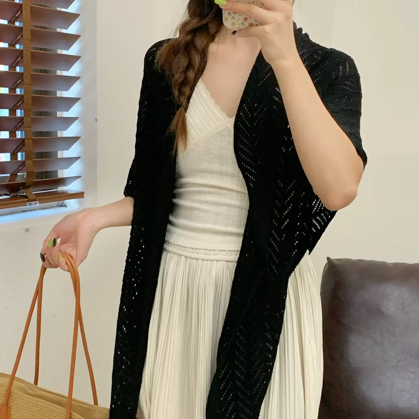 百搭镂空天丝针织三角巾女夏季薄款外搭冰丝披肩丝巾防晒围脖围巾