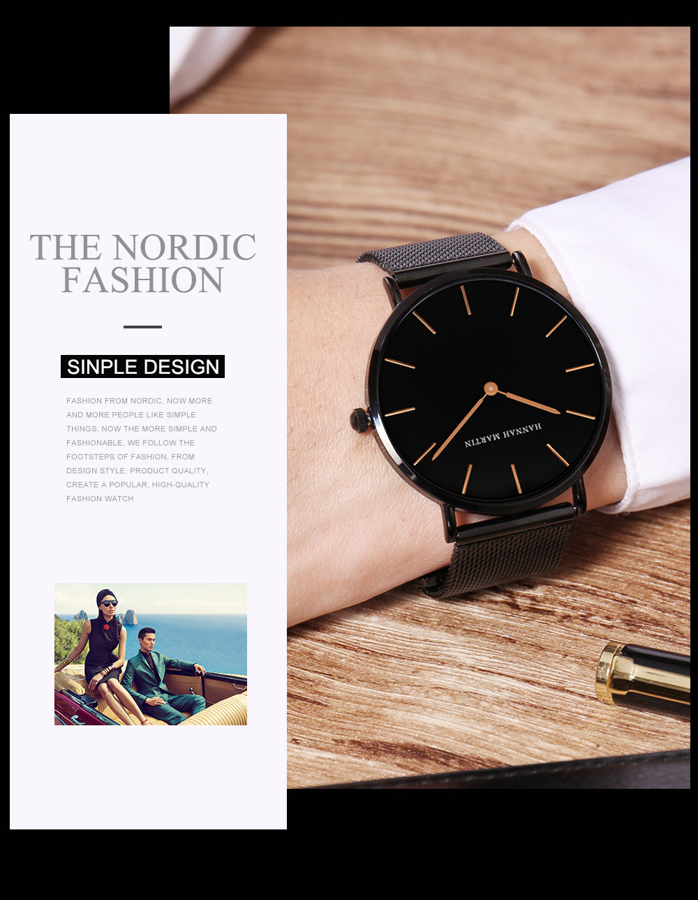 Montre à maille tissée en acier de précision de 40mm, avec montre fine à Quartz Simple et étanche pour hommes, populaire, nouvelle collection 2025_voghion.com
