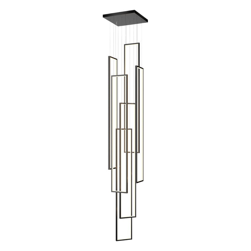 Araña de escalera minimalista moderno creativo rectangular Villa lámpara de piso dúplex Nordic Light Luxury loft sala de estar araña