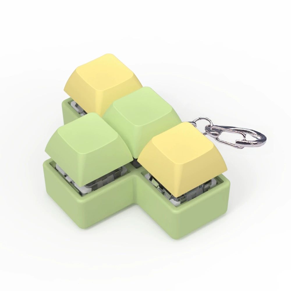 4-Key Mechanical Switch Tester, Transparent Base Keychain, Green Shaft Compatible, LED-Ready