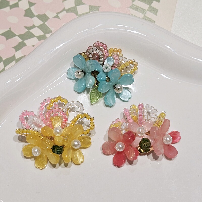 イン織りベゴニアの花クラスタージュエリーバッグ携帯電話ケースブローチ下駄ゼリー靴 diy 靴フラワーアクセサリー|undefined