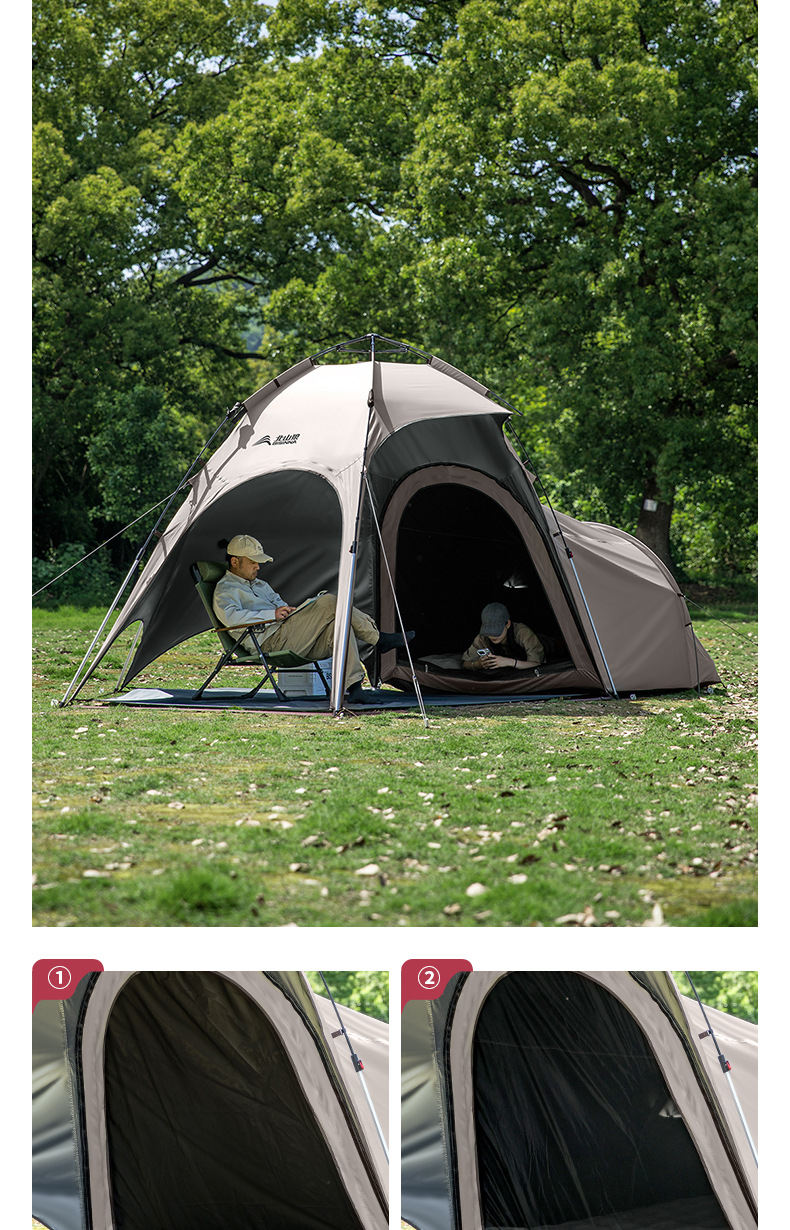 Dome Canopy Tent Outdoor Sunshade New Camping Style Fully Automatic Quick-Open Sunshade Titanium Black Coating 2026 New Model