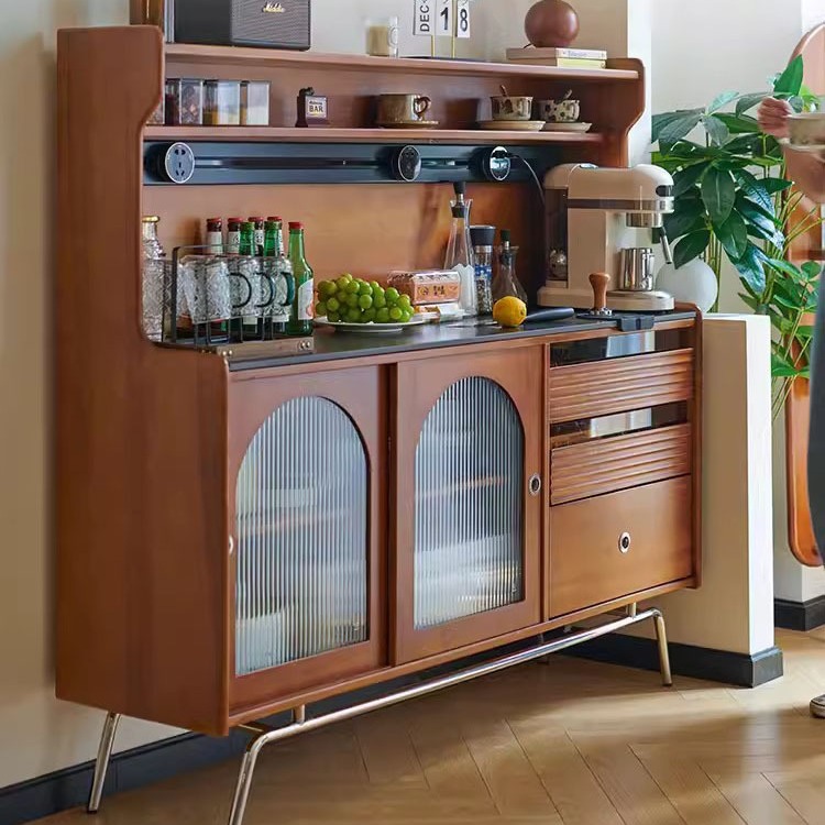 Scandinavian Solid Wood Sideboard Household Small Apartment Slate Multi-functional Entrance Tea Cabinet Living Room Retro Storage Cabinet