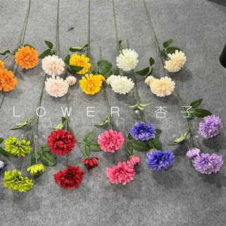 三头暗香仿真 亚马逊热供深红色暗香仿真花家居装扮客厅摆件假花