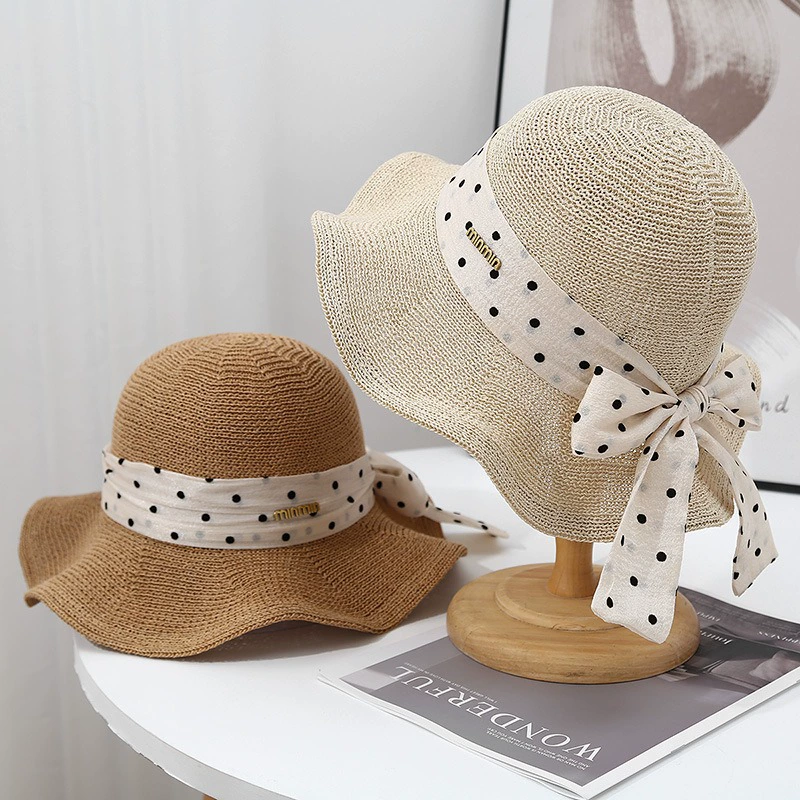 Весной и летом вязаные волны большой вдоль пляжной шляпы женщины на открытом воздухе играть солнцезащитный солнцезащитный крем соломенная шляпа оптом
