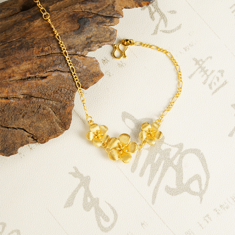 Brazalete de oro de arena de Vietnam, nuevos accesorios de lujo ligero, accesorios de flores, chicas en línea, joyas de flores simples.