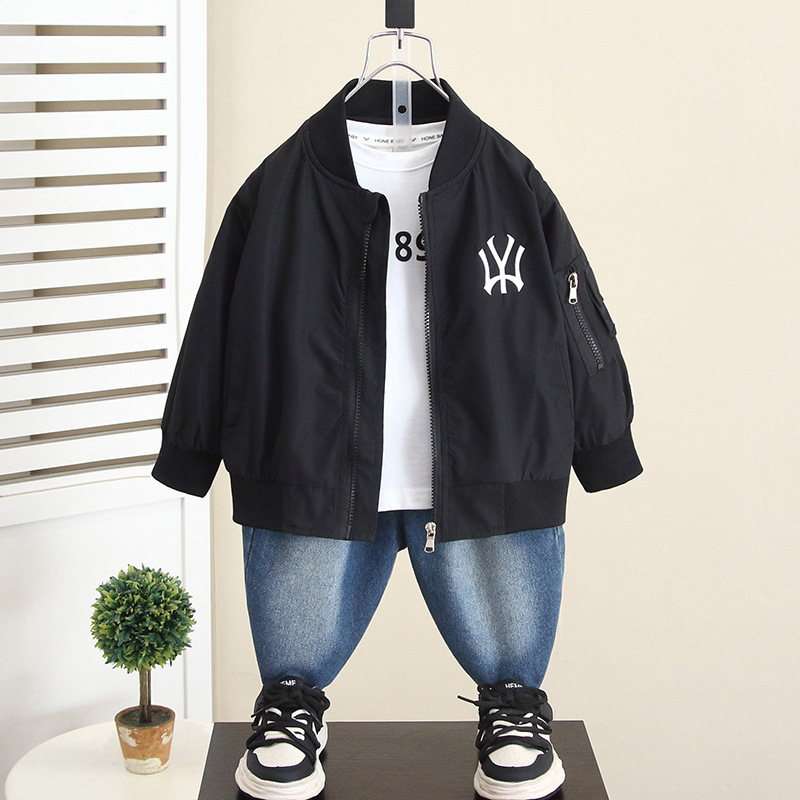 5961 chaqueta para niño 2025 primavera y otoño nuevo estilo para niños otoño estilo occidental estilo coreano uniforme de béisbol chaqueta de otoño para bebé