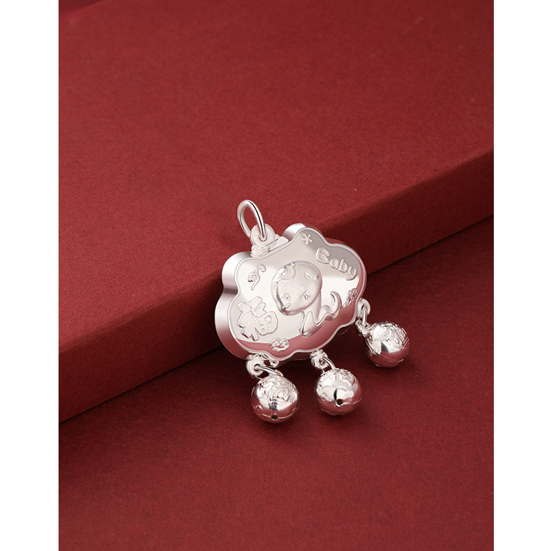 999 Sterling Silver Baby Long Life Lock Pies Silver Zodiac Dragon Snake Safety Lock Niños Luna Llena Baby Silver Lock