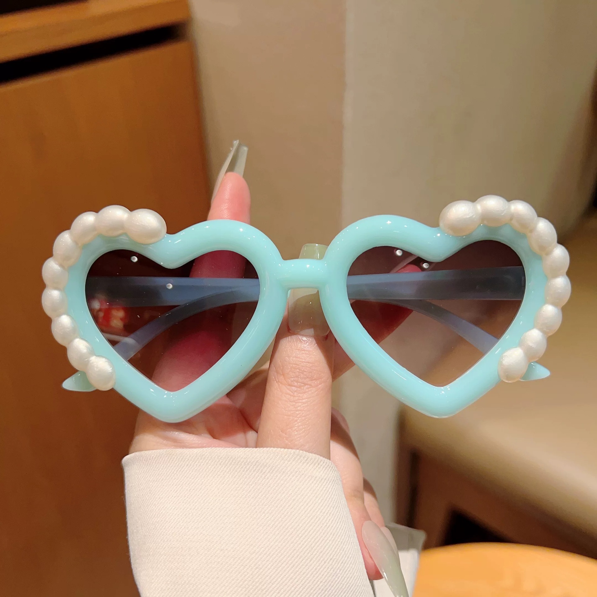 Pearl love glasses-cyan
