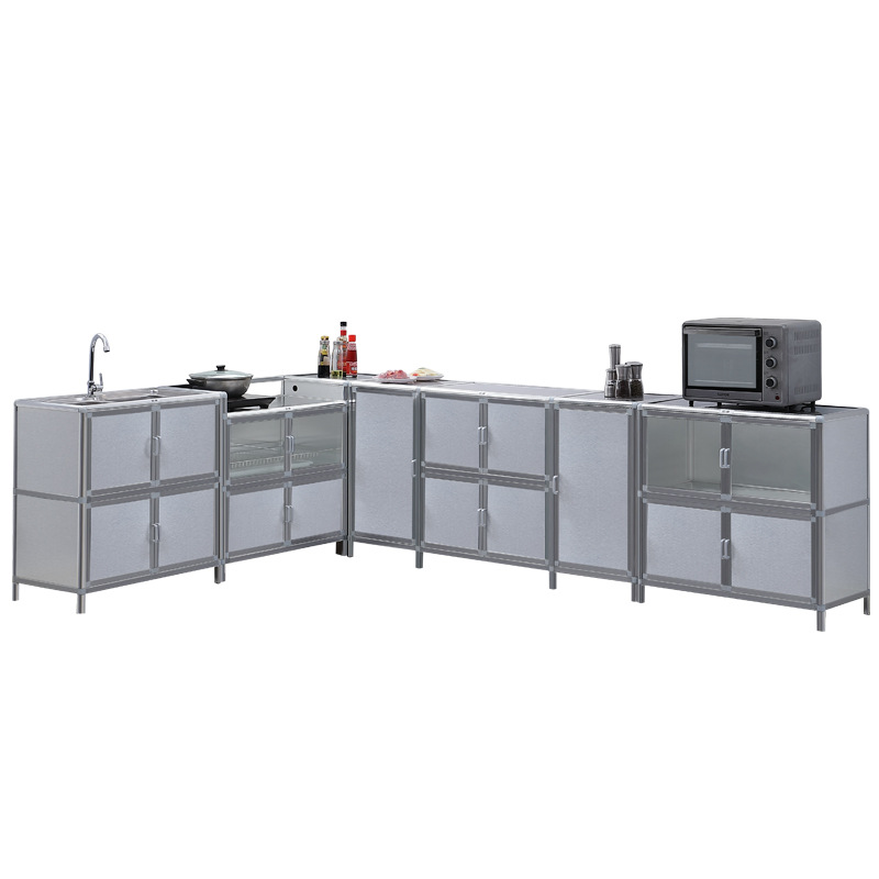 Combinación de acero inoxidable armario de comedor multifuncional armario de almacenamiento integrado armario de almacenamiento de sala de estar armario de cocina doméstico armario de cubierta