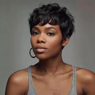 Cross-border European and American wig pixie cut short hair headgear black African ladies fashion chemical fiber short hair wholesale