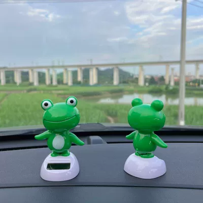 Car Solar Frog Ornaments Car ornaments - swinging-frog-seamless-adhesive-fixing-pack-of-two