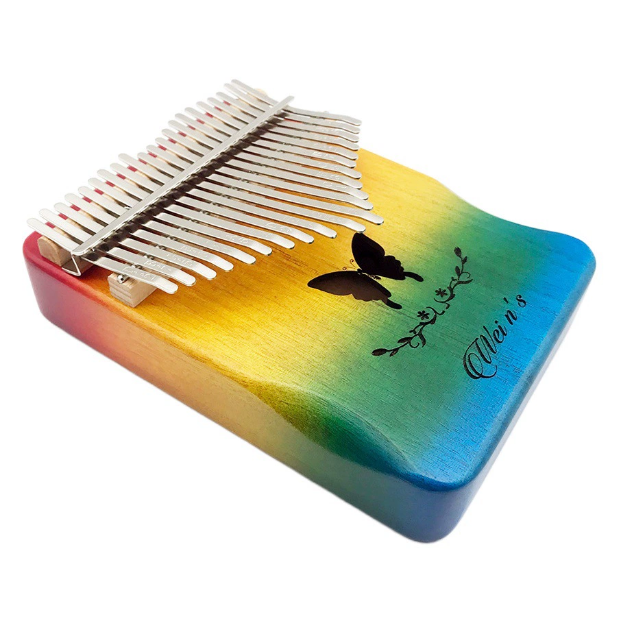 Пальчиковый пианино-инструмент, 17-тоновая калимба, 21-тоновая калимба, инструмент для игры пальцами, из массива дерева, радужная модель