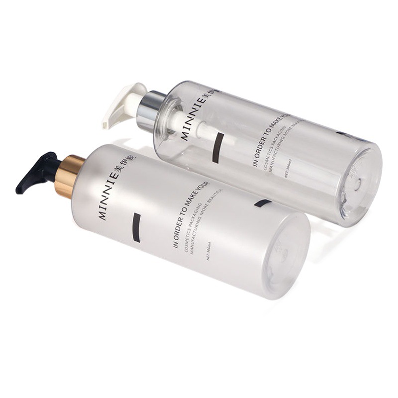 Guangzhou embalaje 500ml transparente esmerilado mano desinfectante botella prensa 300ml botella de loción botella de plástico cilíndrica para mascotas