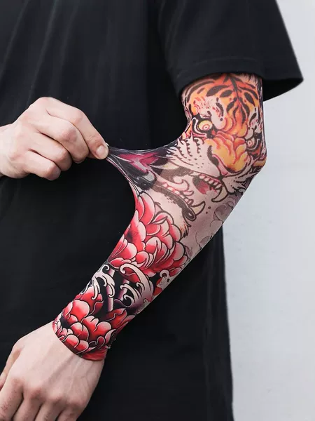 Ultra-Thin Tattoo-Style Arm Sleeves, Summer Niche Uv Protection Ice Silk Sun Protection Sleeves, Outdoor Cycling Arm Sleeves