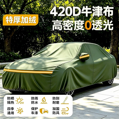 in stock, cross-border style, made of canvas and, Car clothing - sedan-please-specify-the-model-in-the-order-notes-420d-canvas-knitted-oxford-fabric-light-blocking-version-green