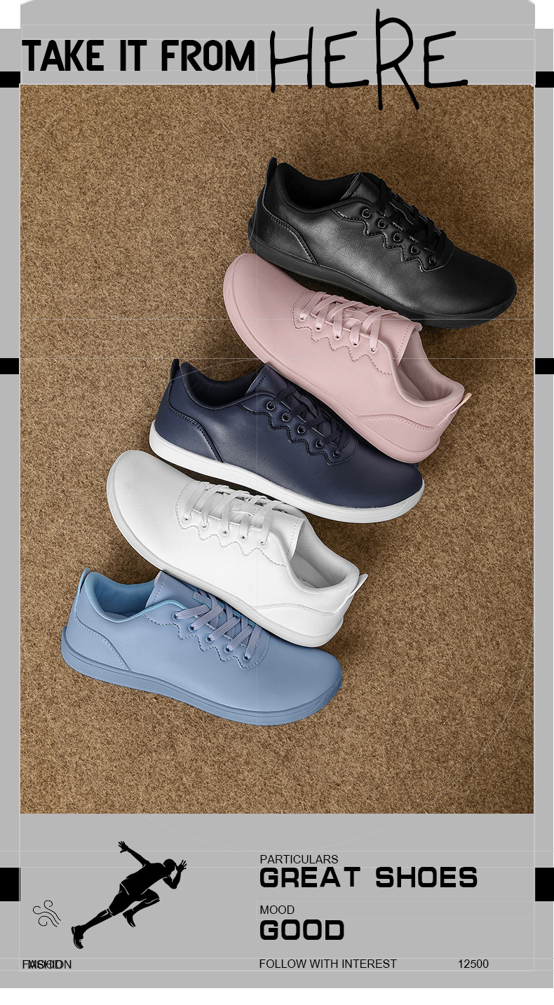 Unisex Barefoot Shoes Wide Toe Lightweight Soft Leather Trainers_voghion.com