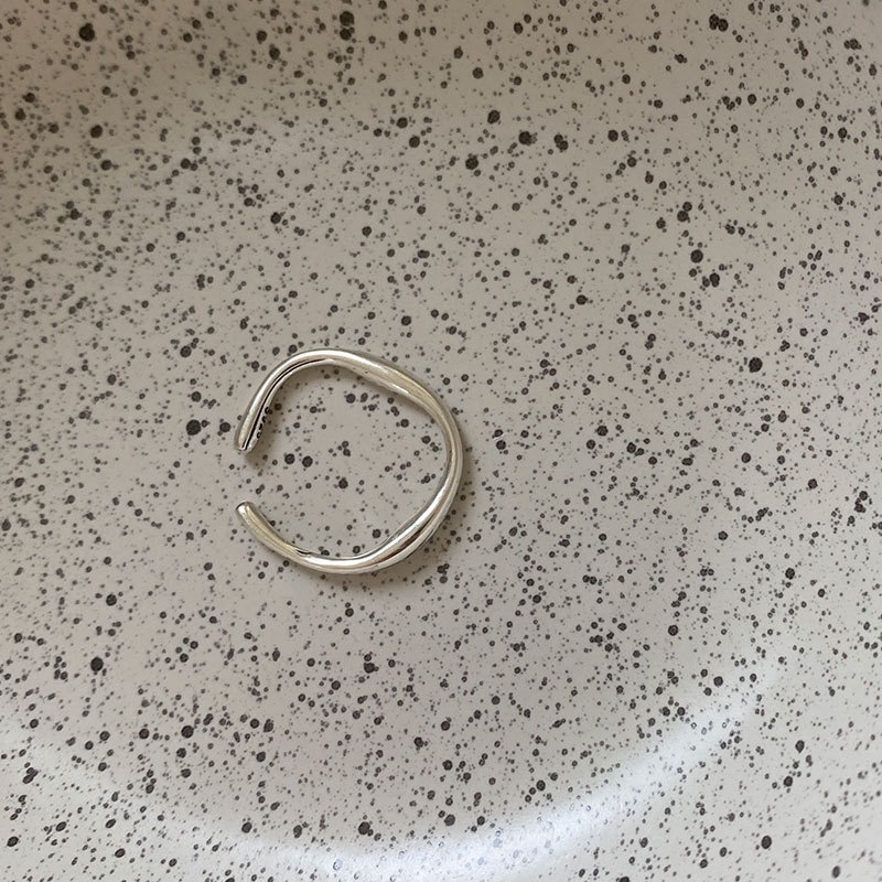 Anello aperto regolabile minimalista in argento massiccio 925_voghion.com