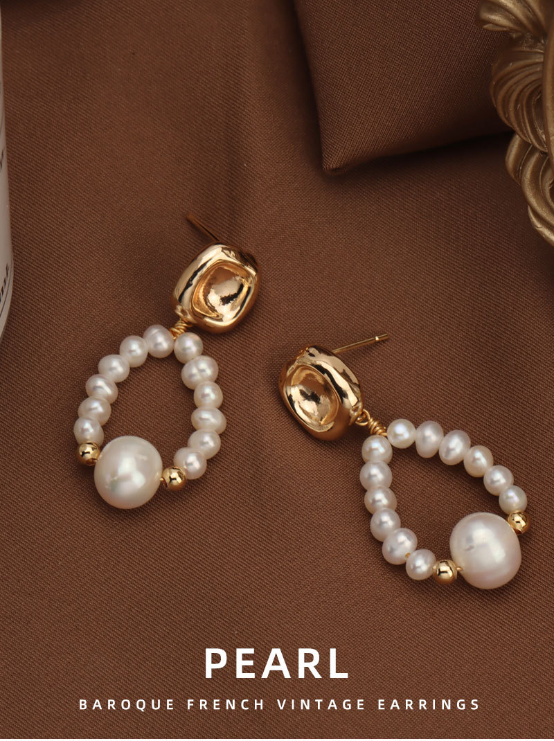 13g Weight 18K Gold Plated Plating Material Drop Earrings Classification 1 Pair Elegant Water Droplets Plating Freshwater Pearl Copper 18k Gold Plated Drop Earrings