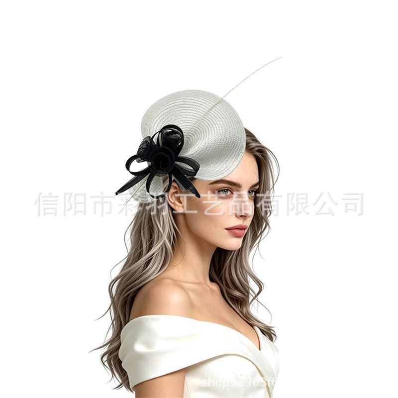 Amazon cross-border supply of exaggerated large top hats, handmade headwear, new European and American wedding feather headpieces and hair accessories wholesale