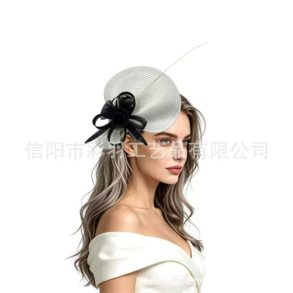 Amazon cross-border supply of exaggerated large top hats, handmade headwear, new European and American wedding feather headpieces and hair accessories wholesale