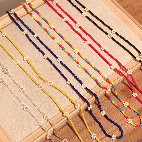 Korean style hanging neck glasses chain anti-lost lanyard chain retro rice beads flower beaded necklace temperament chain for women