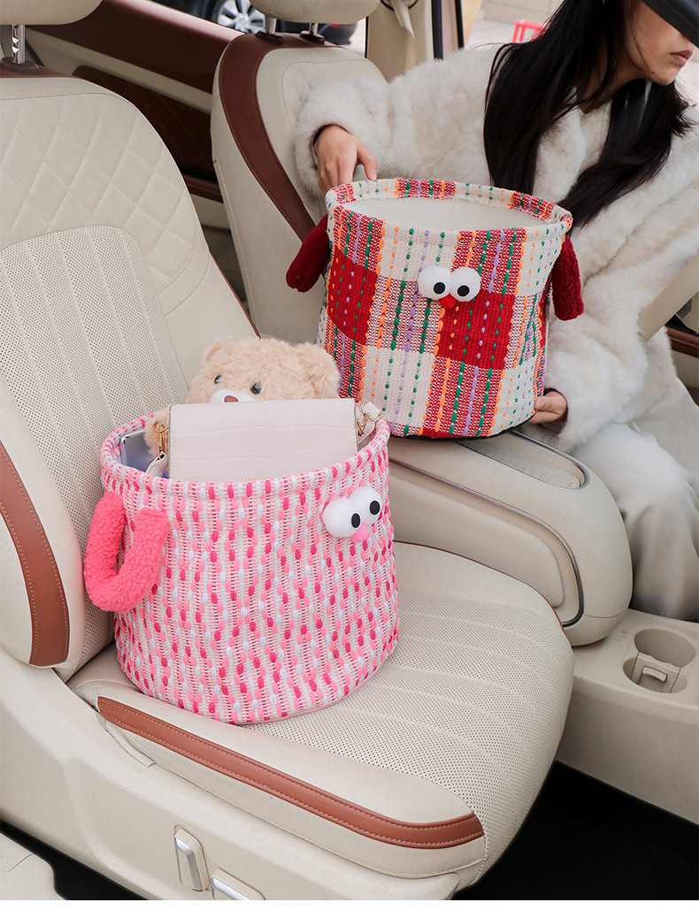 Car Storage Bin for the Passenger Seat, Snack Storage, Decorative Cartoon Folding Organizer, Car Trunk Storage Box